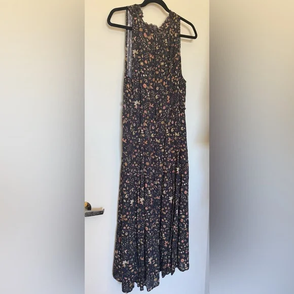 NWT Cost Plus World Market Black V-Neck Sleeveless Floral Tiered Midi Dress L/XL - Picture 6 of 12